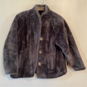 Borgana Vintage faux fur grey short coat medium